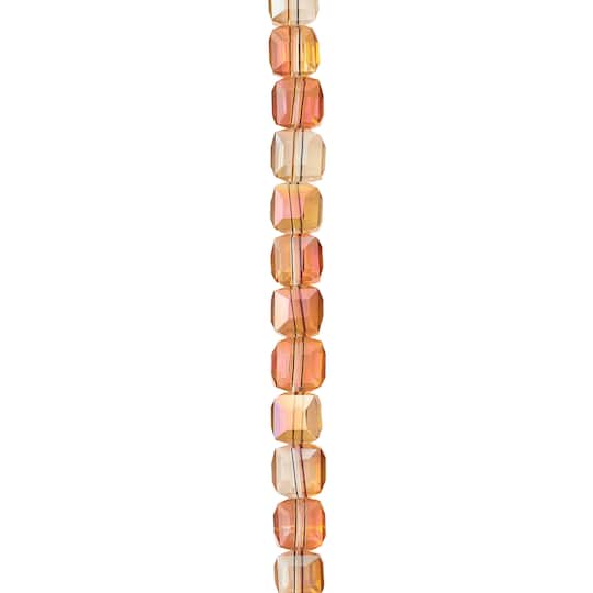 12 Pack: Gold Champagne Glass Cube Beads, 8mm by Bead Landing™